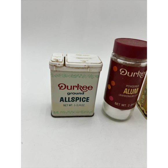 Vintage Durkee's Spices Tin + Glass Bottles Madras Curry Powder - Picture 2 of 8